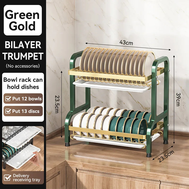 Rust-Proof 2-Layer Kitchen Dish Drying Rack Mirza Store