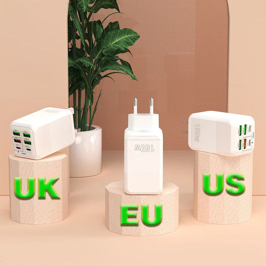 150W 6-Port Fast USB-C Charger | Super Speed PD QC 4.0 Wall Adapter for iPhone & More Mirza Store