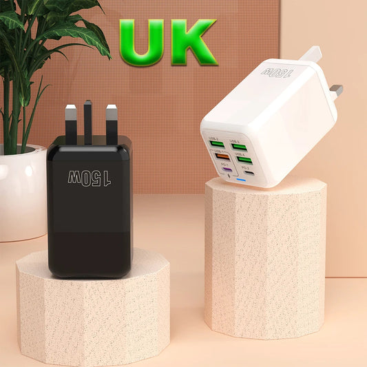 150W 6-Port Fast USB-C Charger | Super Speed PD QC 4.0 Wall Adapter for iPhone & More Mirza Store