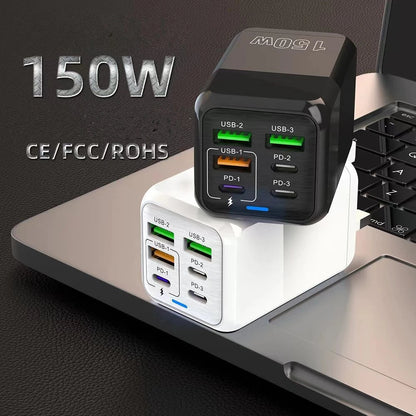 150W 6-Port Fast USB-C Charger | Super Speed PD QC 4.0 Wall Adapter for iPhone & More Mirza Store
