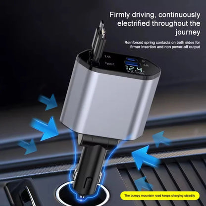 4-in-1 120W Retractable Car Charger Mirza Store