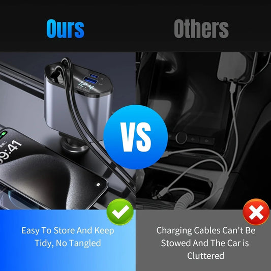 4-in-1 120W Retractable Car Charger Mirza Store