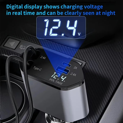 4-in-1 120W Retractable Car Charger Mirza Store