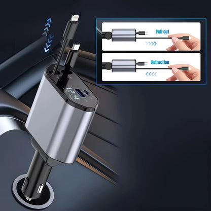 4-in-1 120W Retractable Car Charger Mirza Store