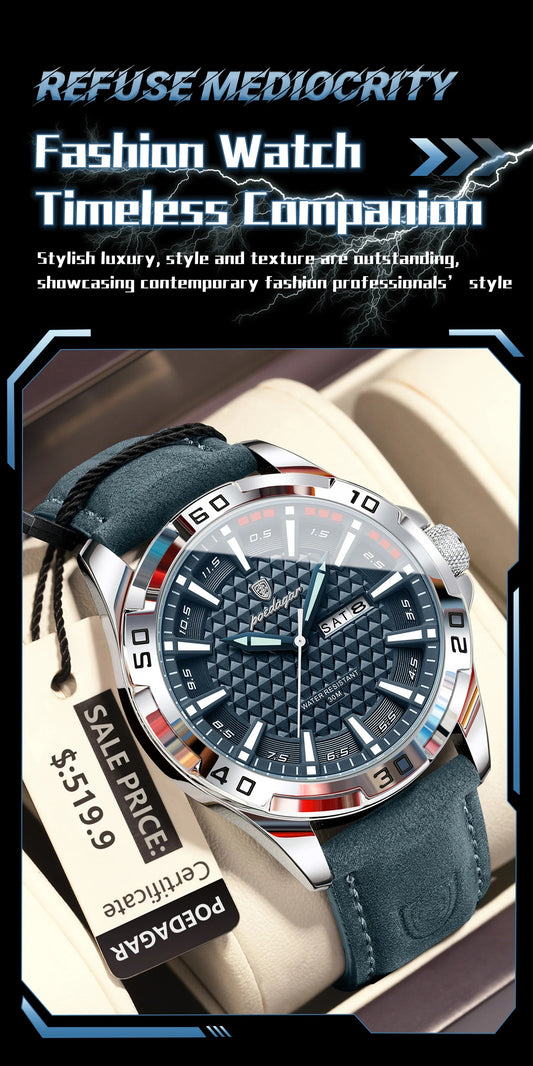 POEDAGAR Luxury Men’s Leather Watch Mirza Store