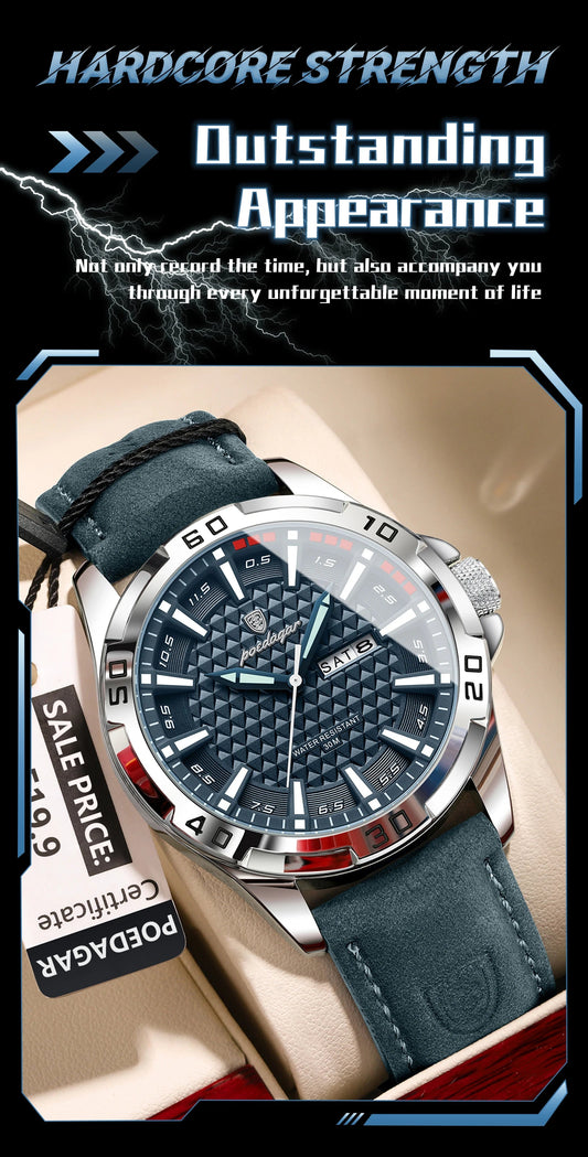 POEDAGAR Luxury Men’s Leather Watch Mirza Store