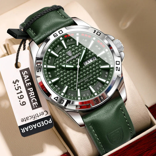 POEDAGAR Luxury Men’s Leather Watch Mirza Store