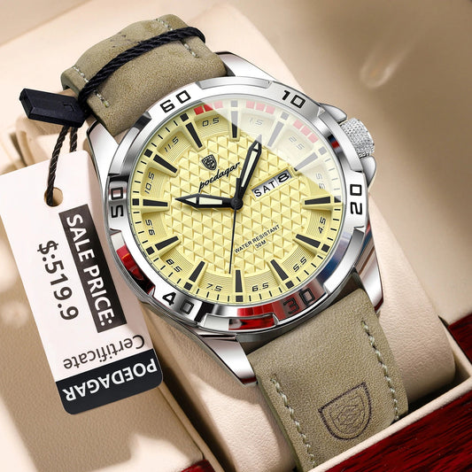 POEDAGAR Luxury Men’s Leather Watch Mirza Store