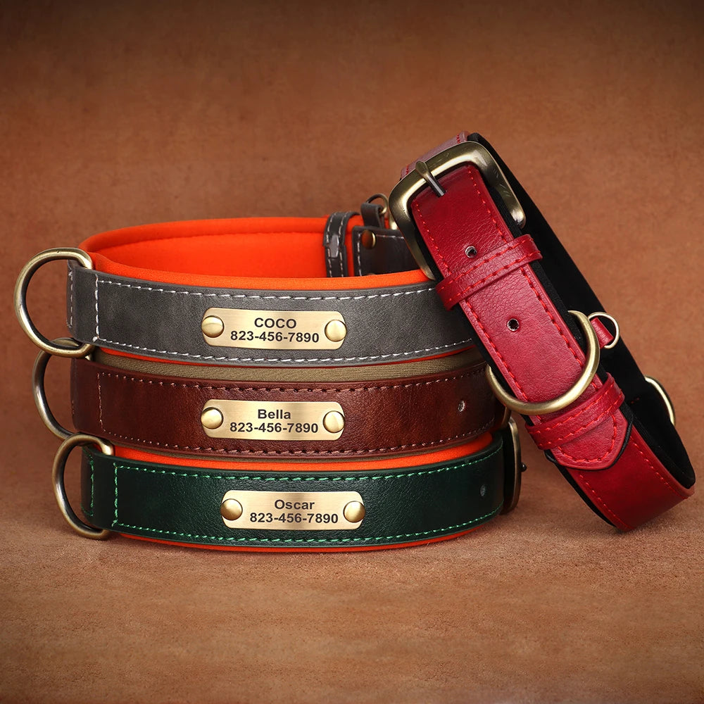 Custom Engraved PU Leather Dog Collar Mirza Store