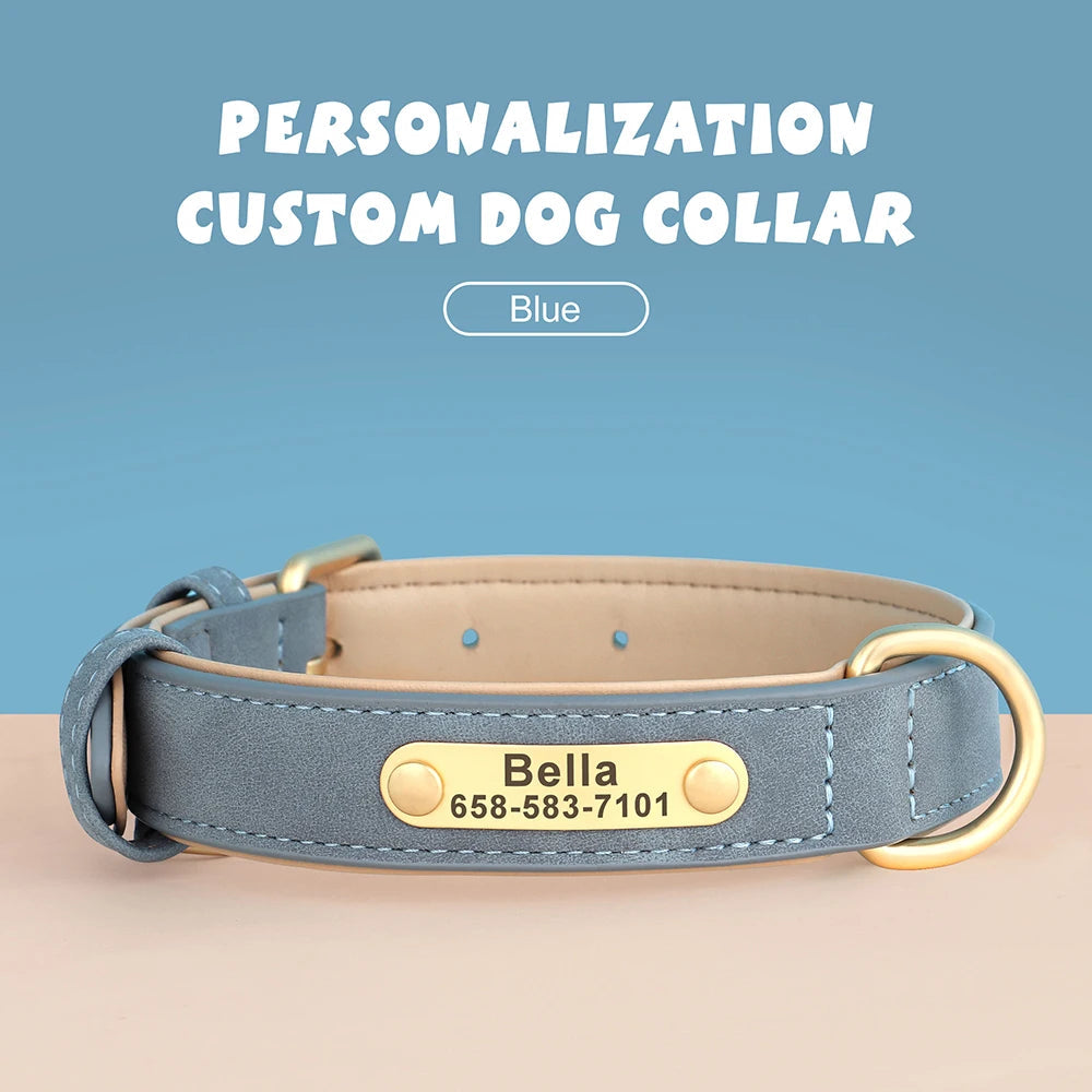 Custom Engraved PU Leather Dog Collar Mirza Store