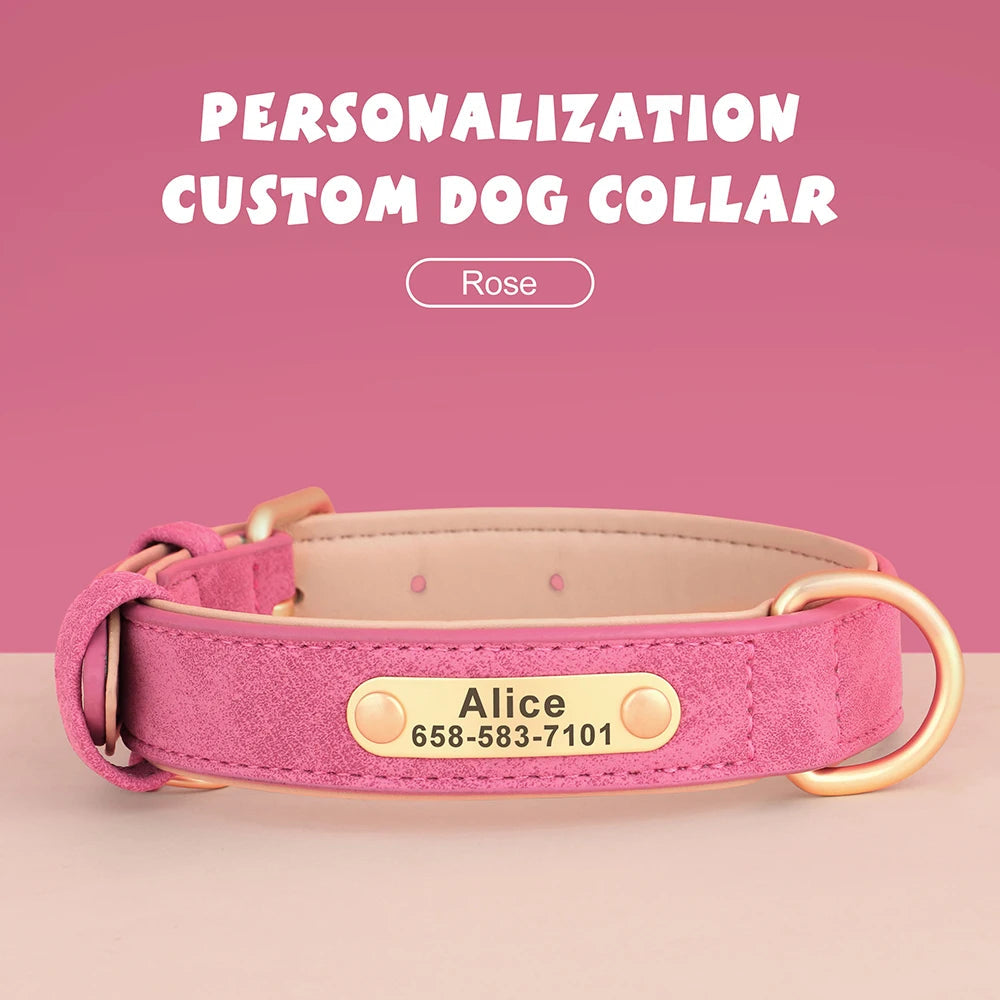 Custom Engraved PU Leather Dog Collar Mirza Store