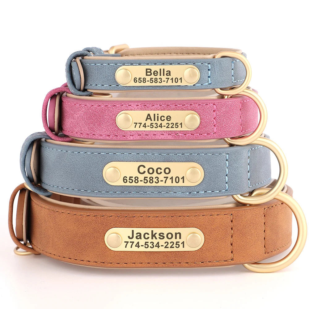 Custom Engraved PU Leather Dog Collar Mirza Store