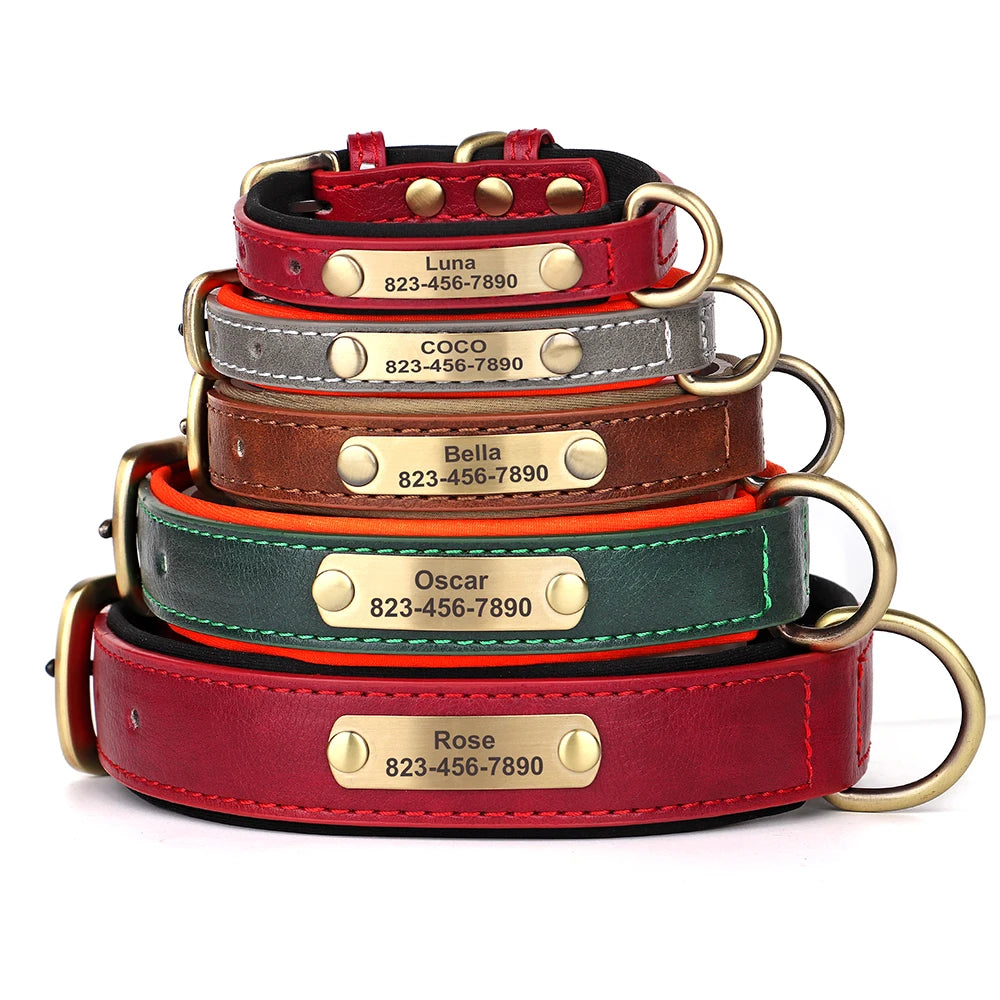 Custom Engraved PU Leather Dog Collar Mirza Store
