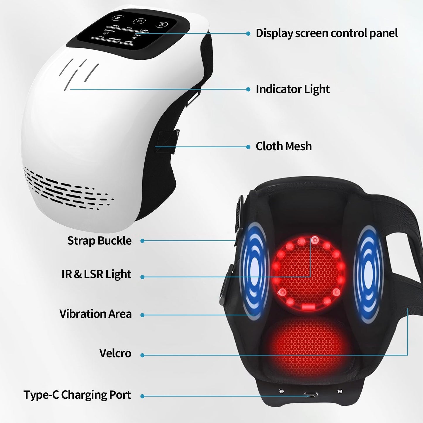 Intelligent Home Use Electric Intelligent Kneading Heating Knee Massager Rechargeable Pain Relief Infrared Laser Vibration Knee Massager - Mirza Finds
