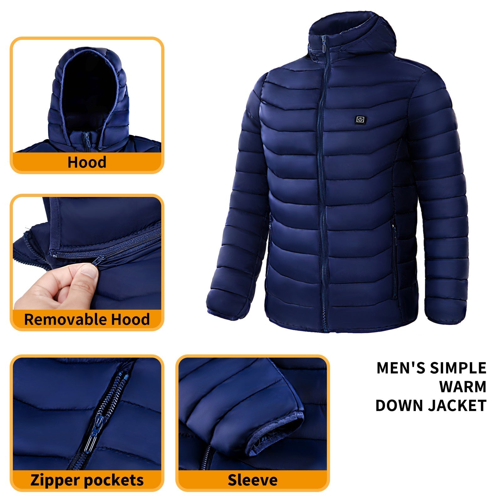 Men Heated Puffer Jacket Electric Heating Coat Insulated Hood Windbreaker 9Heat Zones - Mirza Finds