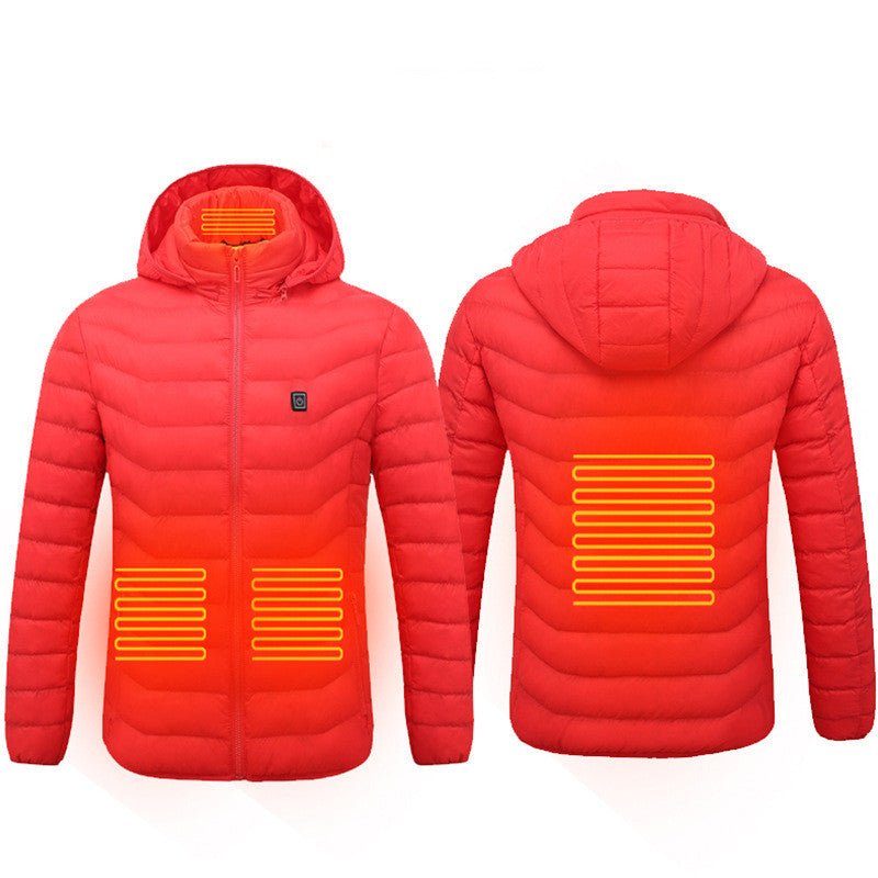 Men Heated Puffer Jacket Electric Heating Coat Insulated Hood Windbreaker 9Heat Zones - Mirza Finds