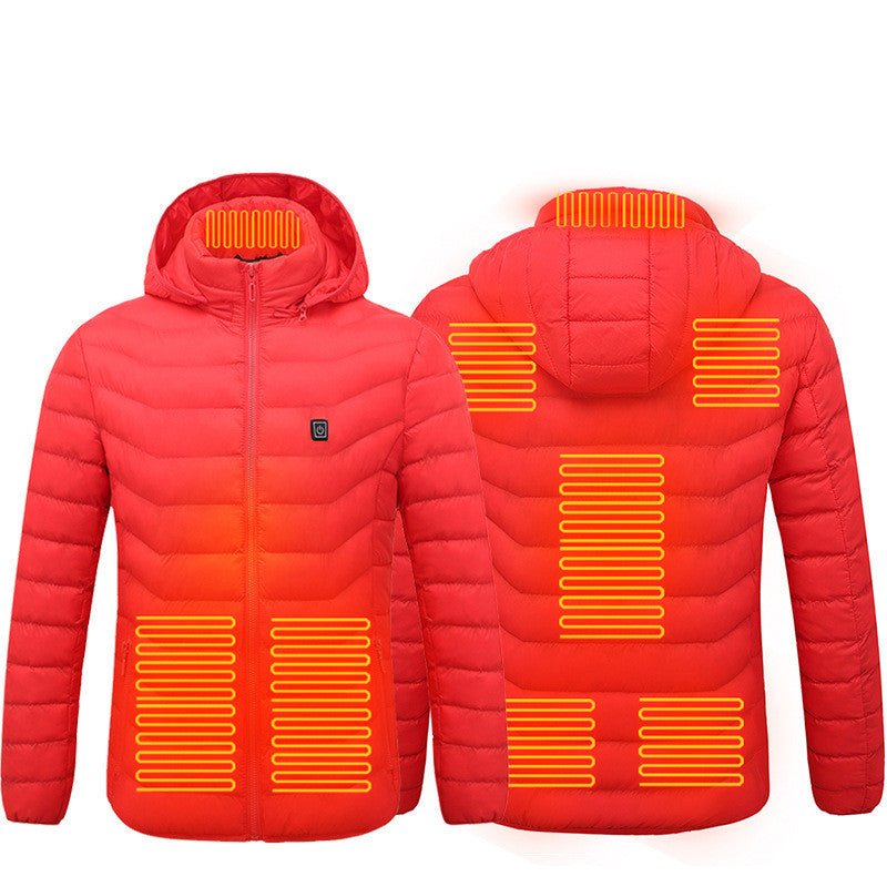 Men Heated Puffer Jacket Electric Heating Coat Insulated Hood Windbreaker 9Heat Zones - Mirza Finds