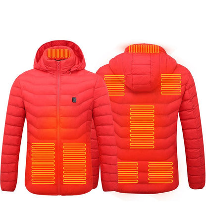 Men Heated Puffer Jacket Electric Heating Coat Insulated Hood Windbreaker 9Heat Zones - Mirza Finds