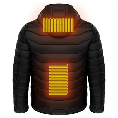 Men Heated Puffer Jacket Electric Heating Coat Insulated Hood Windbreaker 9Heat Zones - Mirza Finds