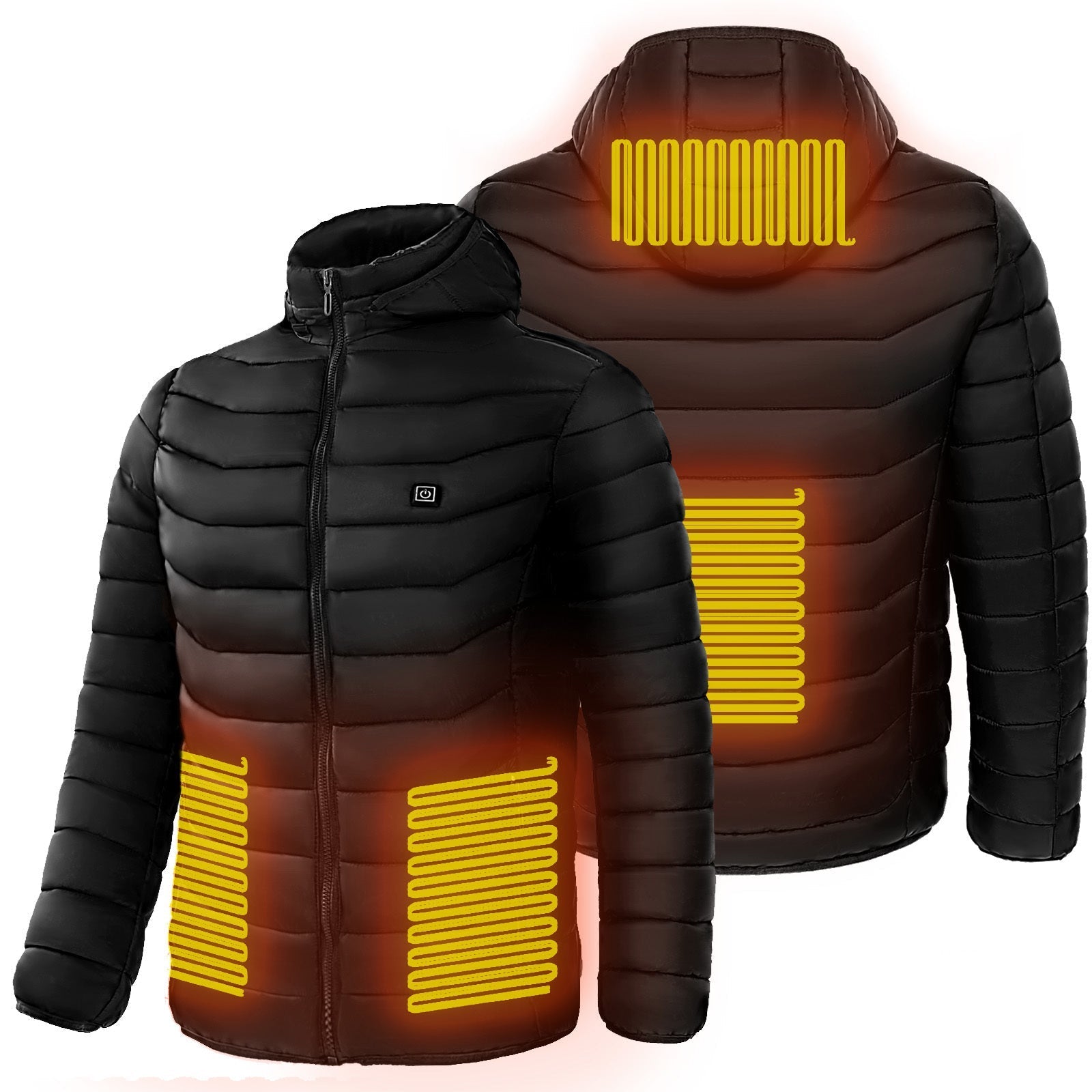 Men Heated Puffer Jacket Electric Heating Coat Insulated Hood Windbreaker 9Heat Zones - Mirza Finds