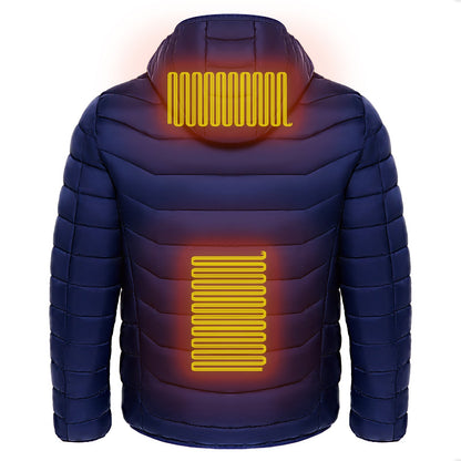 Men Heated Puffer Jacket Electric Heating Coat Insulated Hood Windbreaker 9Heat Zones - Mirza Finds