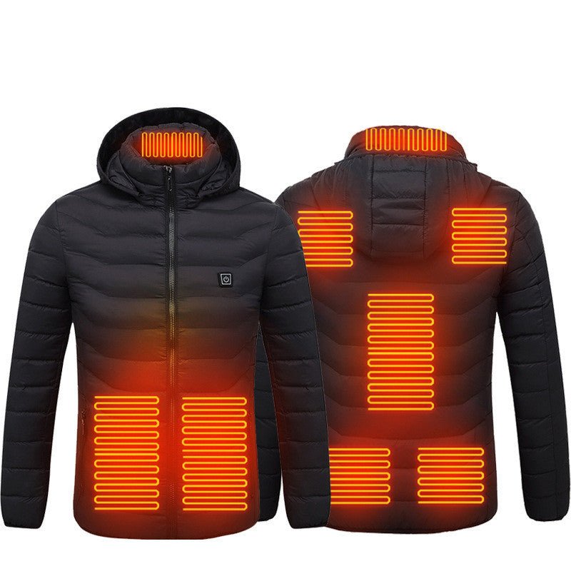 Men Heated Puffer Jacket Electric Heating Coat Insulated Hood Windbreaker 9Heat Zones - Mirza Finds