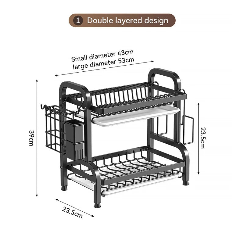 Rust-Proof 2-Layer Kitchen Dish Drying Rack Mirza Store
