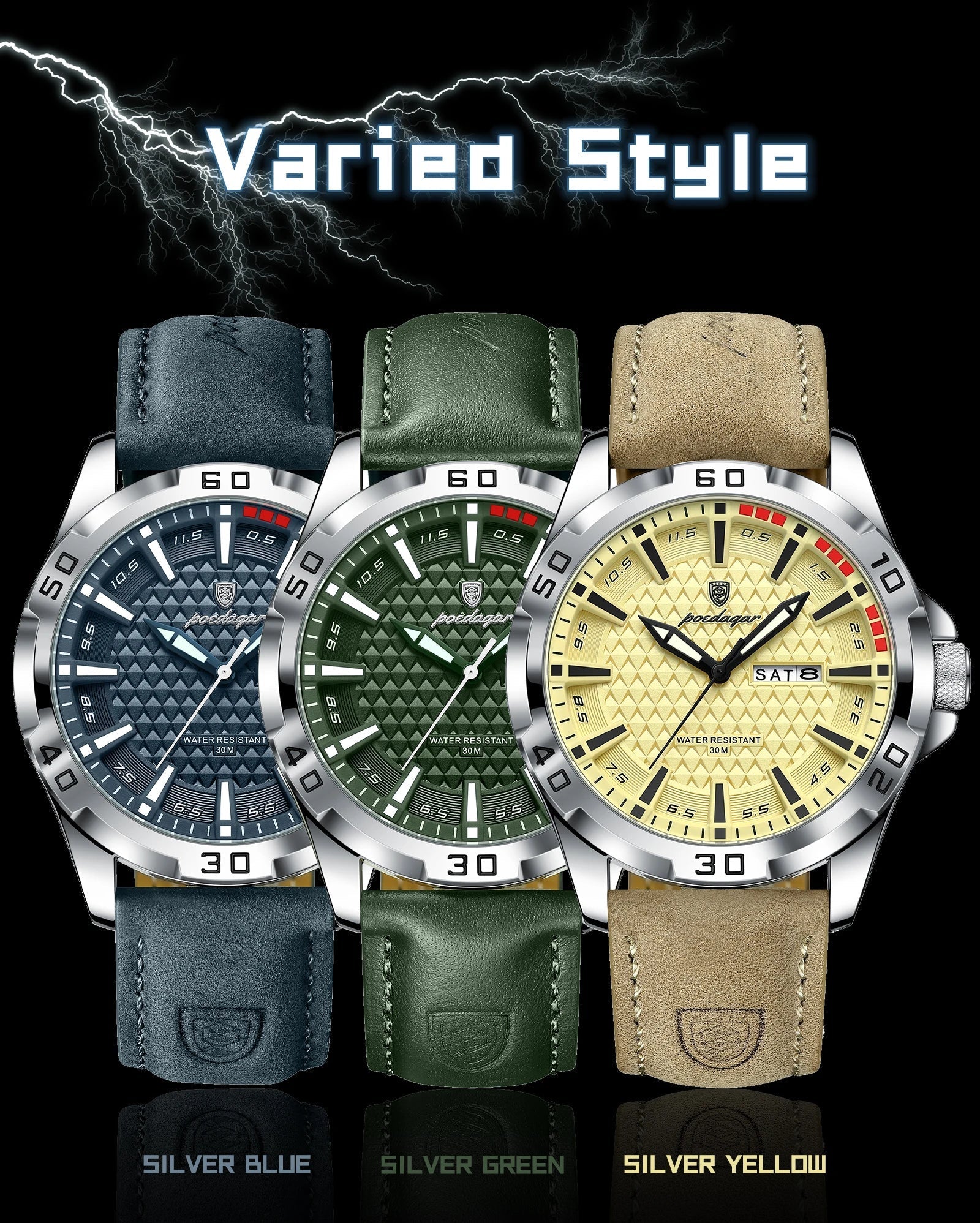 POEDAGAR Luxury Men’s Leather Watch - Mirza Finds