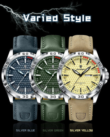 POEDAGAR Luxury Men’s Leather Watch - Mirza Finds