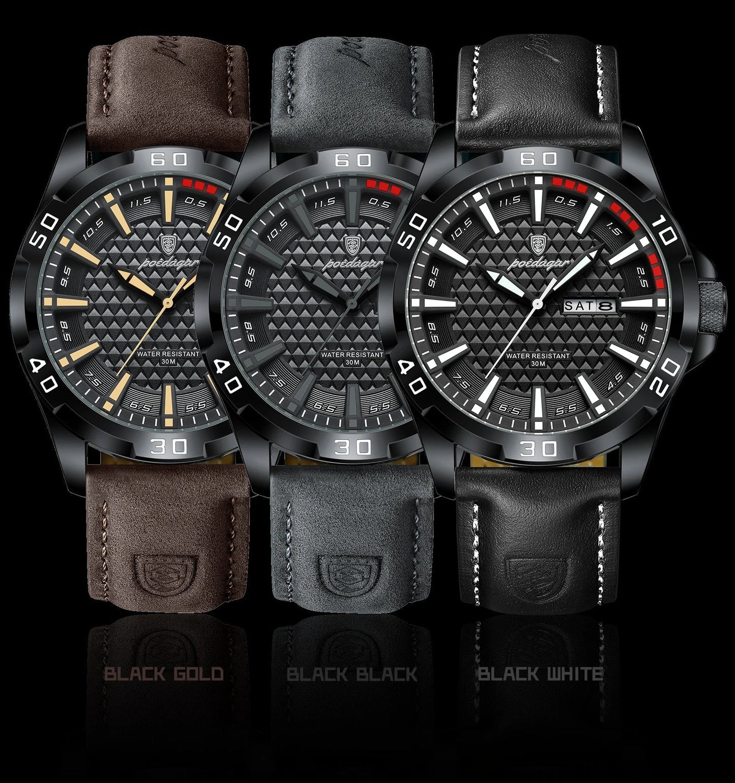 POEDAGAR Luxury Men’s Leather Watch - Mirza Finds