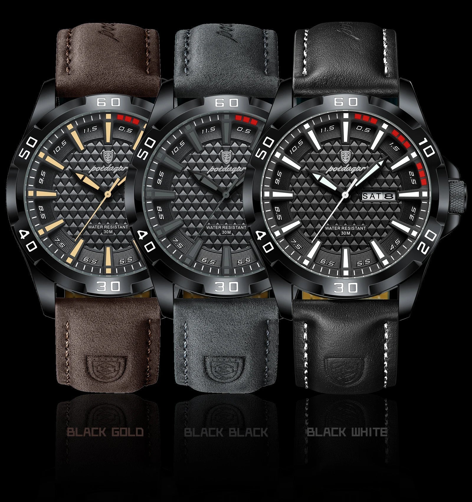 POEDAGAR Luxury Men’s Leather Watch - Mirza Finds