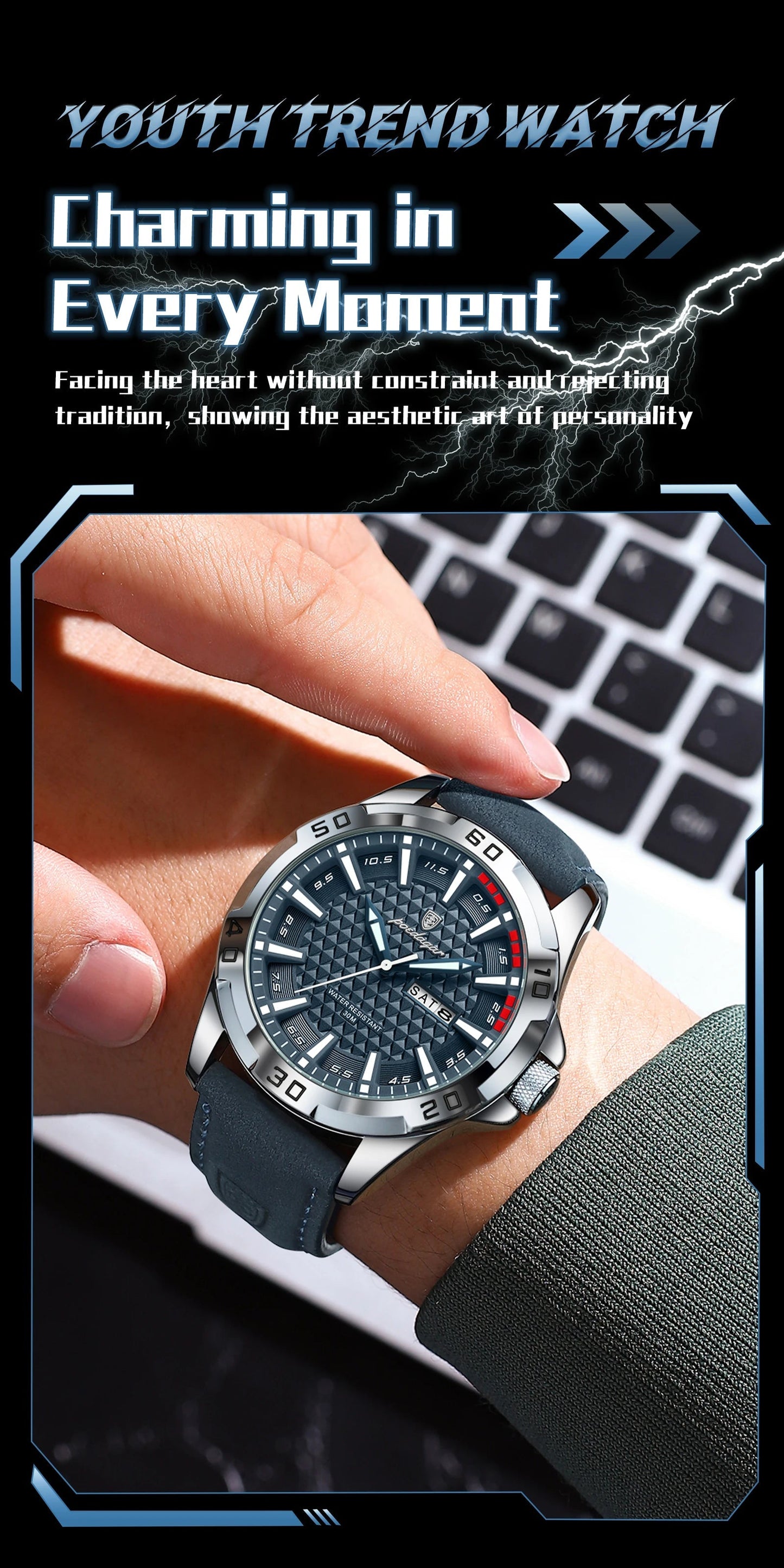 POEDAGAR Luxury Men’s Leather Watch - Mirza Finds