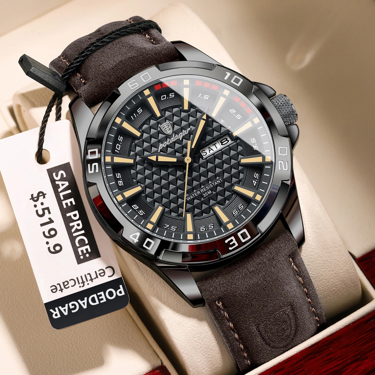 POEDAGAR Luxury Men’s Leather Watch Mirza Store