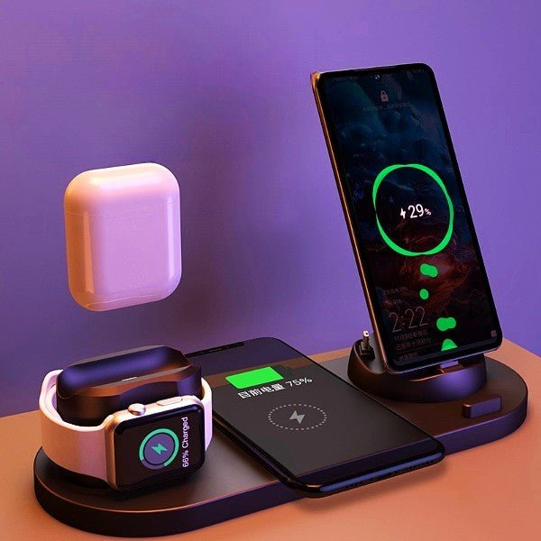 Wireless Charger For IPhone Fast Charger For Phone Fast Charging Pad For Phone Watch 6 In 1 Charging Dock Station - Mirza Finds