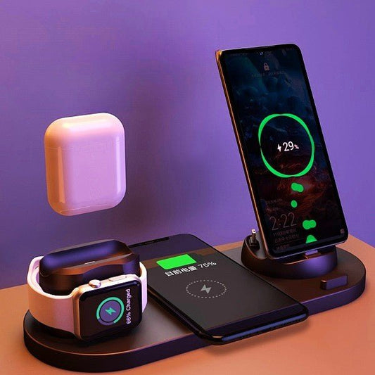 Wireless Charger For IPhone Fast Charger For Phone Fast Charging Pad For Phone Watch 6 In 1 Charging Dock Station - Mirza Finds