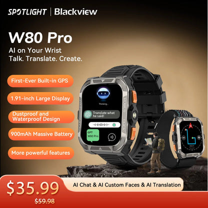 World premiere Blackview W80 PRO Rugged Outdoor GPS Smartwatch Mirza Store